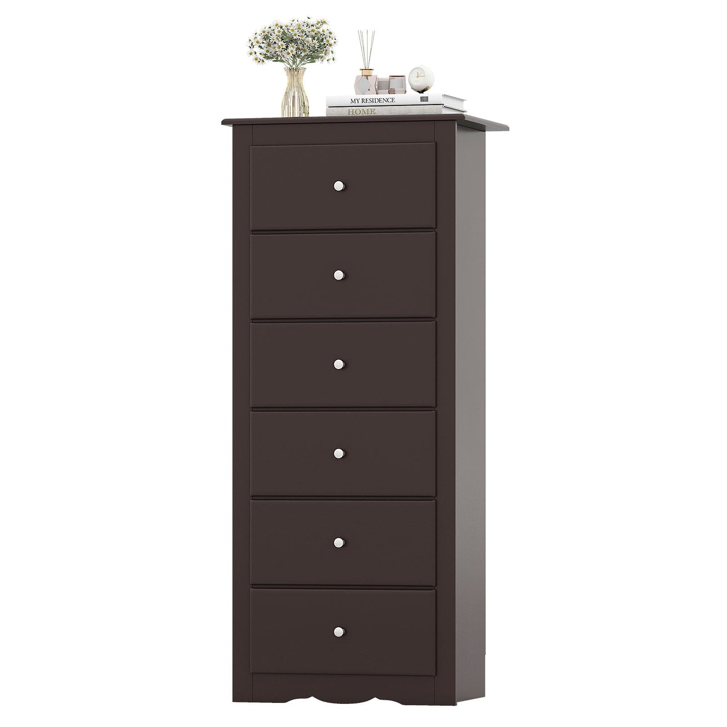 Cómoda de 6 cajones, mueble de almacenamiento de ropa para dormitorio - Negro