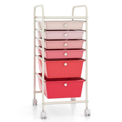 6 Drawers Rolling Storage Cart Organizer-Black