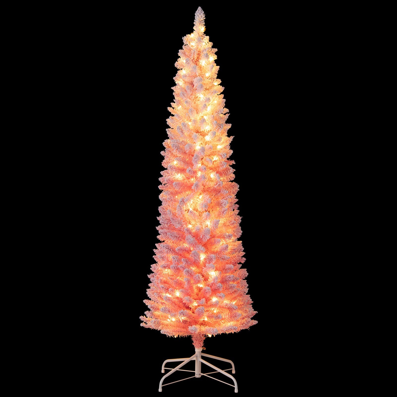 6 ft pink snow-flocked artificial Christmas tree, pre-lit with warm white LEDs by DirectDeals on Tampa Home & Garden Store
