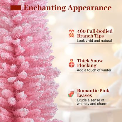 6 ft artificial Christmas tree with 460 full-bodied branch tips and folding metal stand DirectDeals romantic pink leaves on Tampa Home & Garden Store
