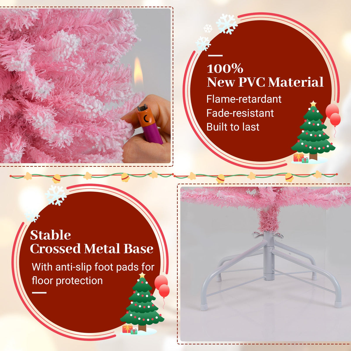 6 ft pink artificial Christmas Tree with 460 branch tips and metal stand by DirectDeals on Tampa Home & Garden Store
