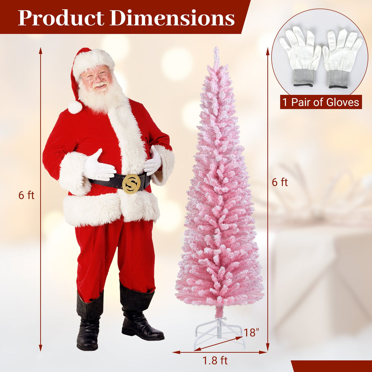6 ft artificial Christmas tree with 460 tips and folding metal stand pink flocked tree on Tampa Home & Garden Store