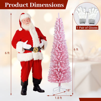 6 ft artificial Christmas tree with 460 tips and folding metal stand pink flocked tree on Tampa Home & Garden Store