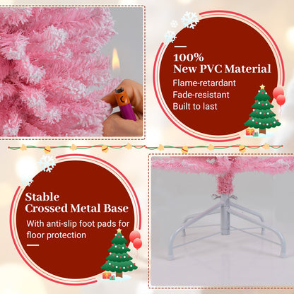 6 FT Artificial Pink Christmas Tree with 460 Branch Tips for Holiday
