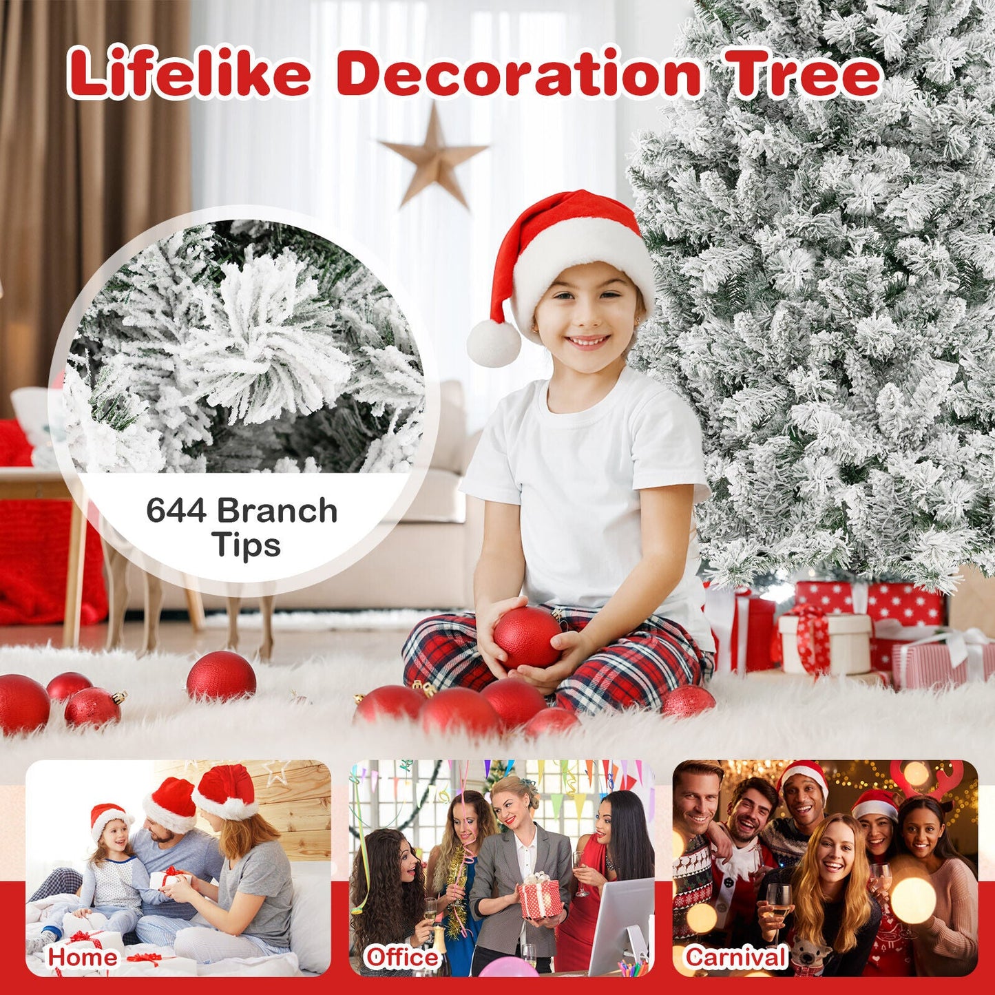Árbol de Navidad artificial de 6/7/8 pies, forma rápida en 3 minutos - 6 pies