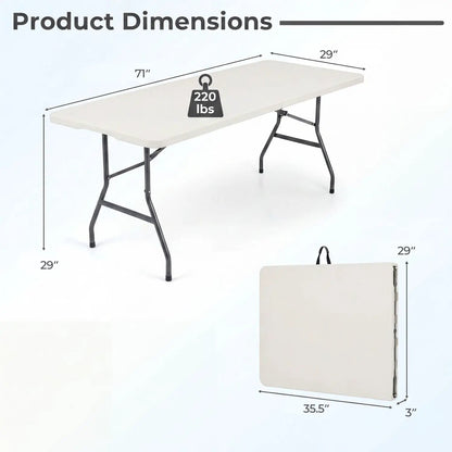 6 ft Folding Camping Table With Carrying Handle