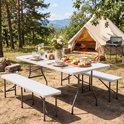 6 ft Folding Camping Table With Carrying Handle