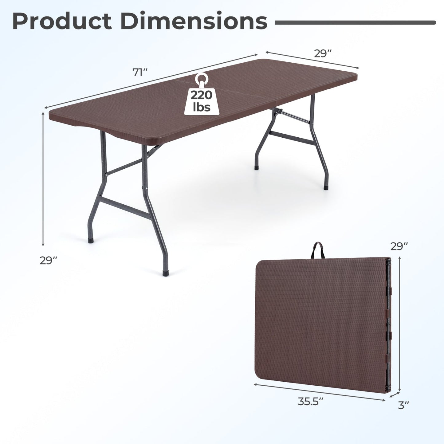 6 Ft Premium Camping Table With the Rattan Top