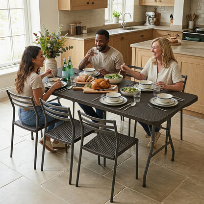 6 Ft Premium Camping Table With the Rattan Top