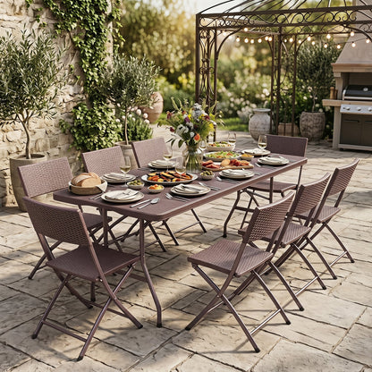 6 Ft Premium Camping Table With the Rattan Top
