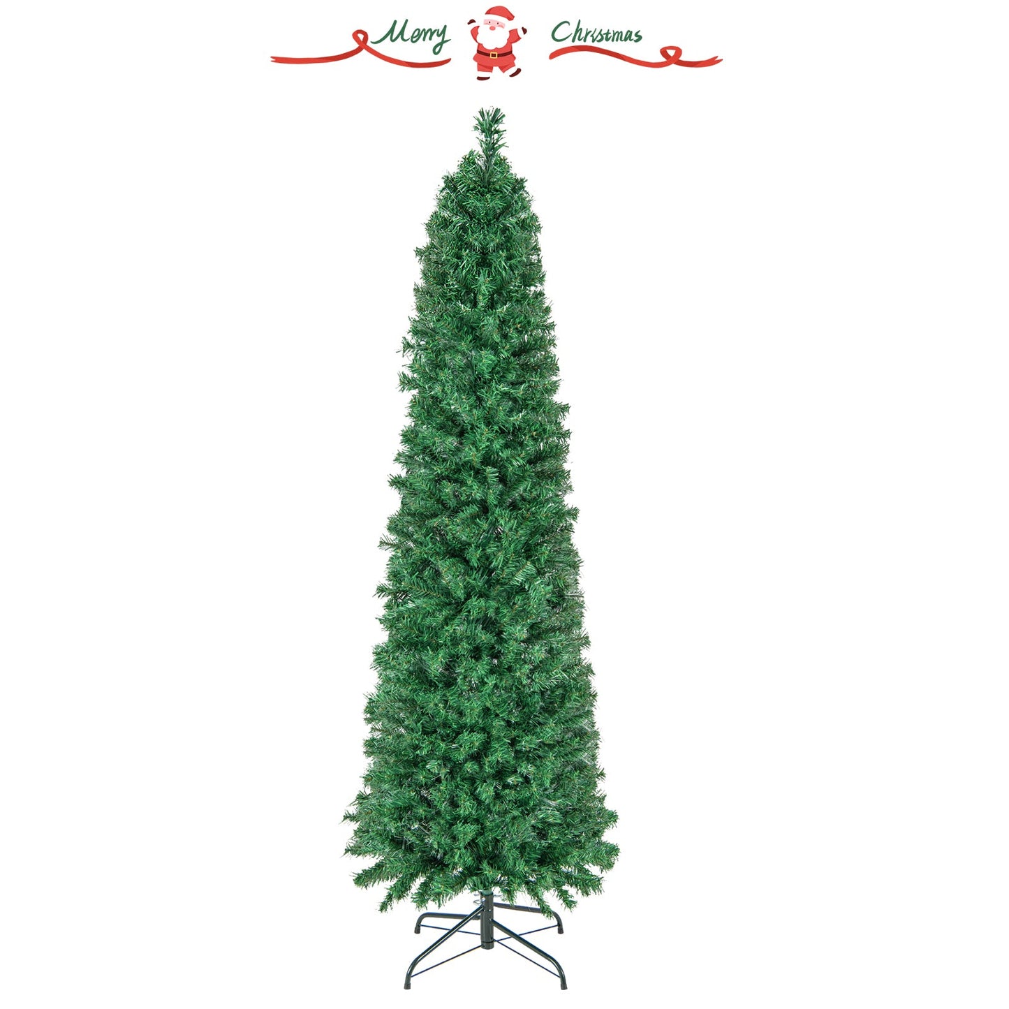 Árbol de Navidad con luces de fibra óptica, preiluminado, delgado, verde, 5/6/7/8 pies - 5 pies