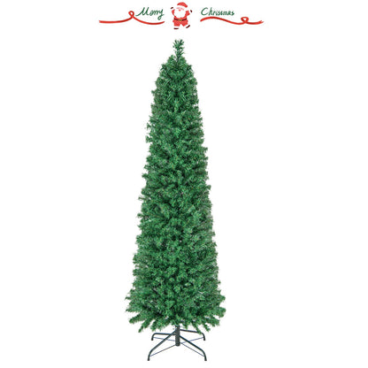 Árbol de Navidad con luces de fibra óptica, preiluminado, delgado, verde, 5/6/7/8 pies - 5 pies