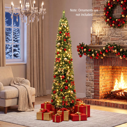 6 ft DirectDeals pencil Christmas tree with 180 warm white LEDs, green, pre-lit on Tampa Home & Garden Store