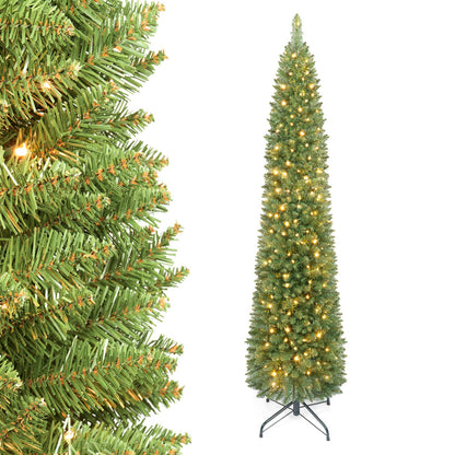 6 ft DirectDeals pre-lit pencil Christmas tree with 180 warm white LEDs on a black metal stand on Tampa Home & Garden Store