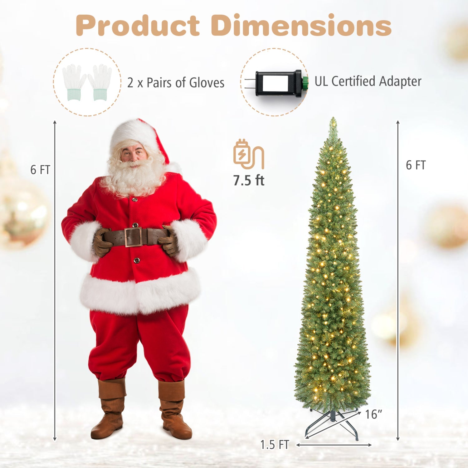 6 ft Pre-Lit Pencil Christmas Tree with 180 warm white LEDs DirectDeals on Tampa Home & Garden Store