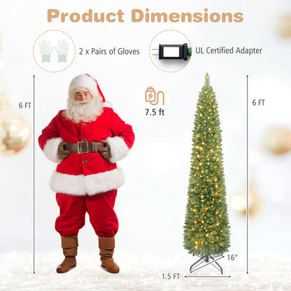 6 ft Pre-Lit Pencil Christmas Tree with 180 warm white LEDs DirectDeals on Tampa Home & Garden Store