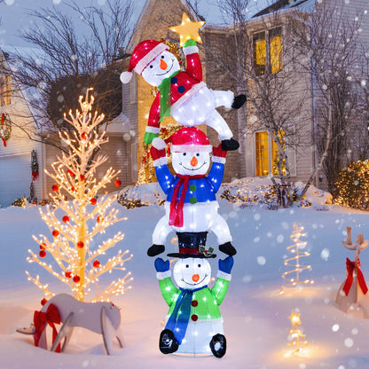 6 ft pre-lit stacked snowman set with 155 LEDs, ground stakes DirectDeals on Tampa Home & Garden Store