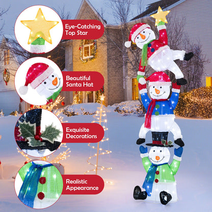 6 ft pre-lit stacked snowman set by DirectDeals with 155 LED lights and ground stakes on Tampa Home & Garden Store