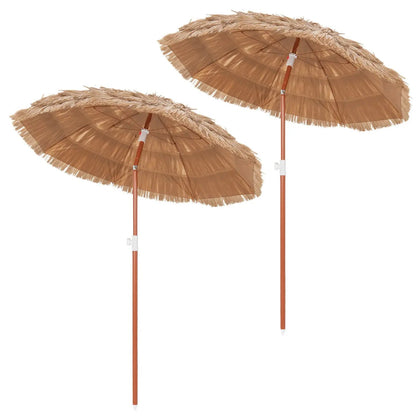 6 Ft Thatched Beach Umbrella Set of 2 with Tilt