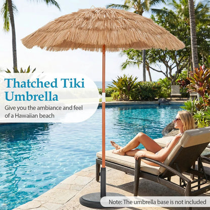 6 Ft Thatched Beach Umbrella Set of 2 with Tilt