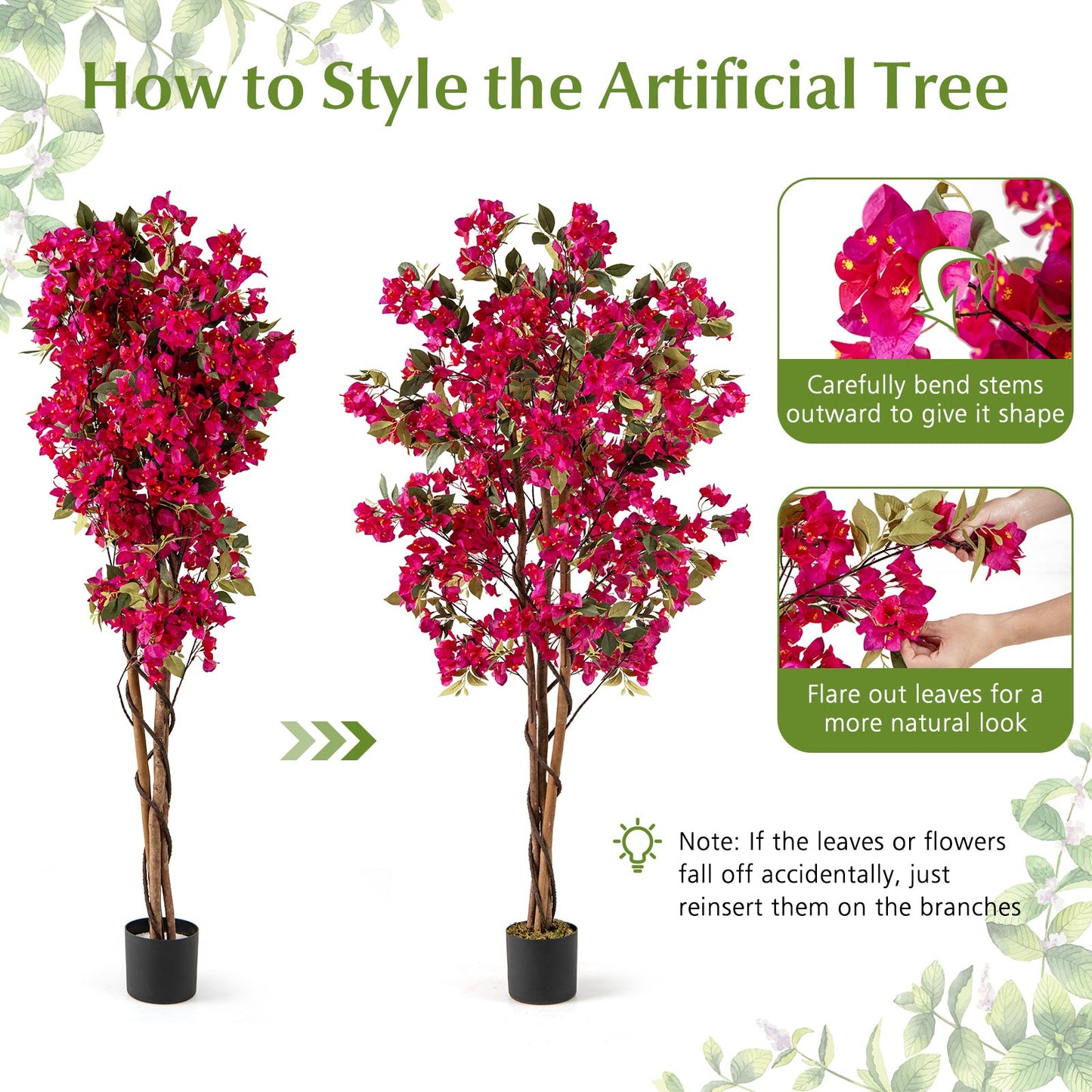 6 Feet Artificial Bougainvillea Tree with 910 Flowers