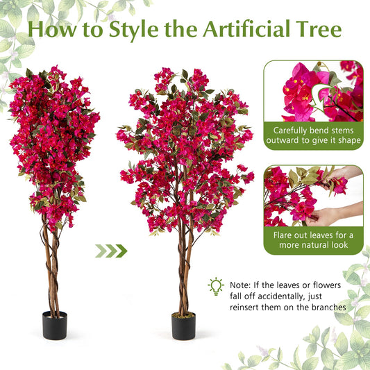 6 Feet Artificial Bougainvillea Tree with 910 Flowers