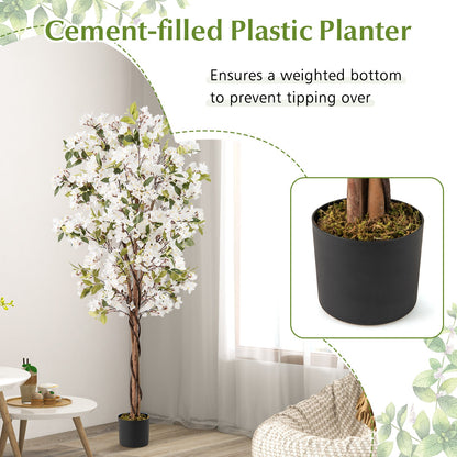 6 Feet Artificial Bougainvillea Tree with 910 White Flowers