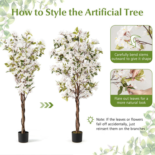 6 Feet Artificial Bougainvillea Tree with 910 White Flowers - Tampa Home & Garden Store