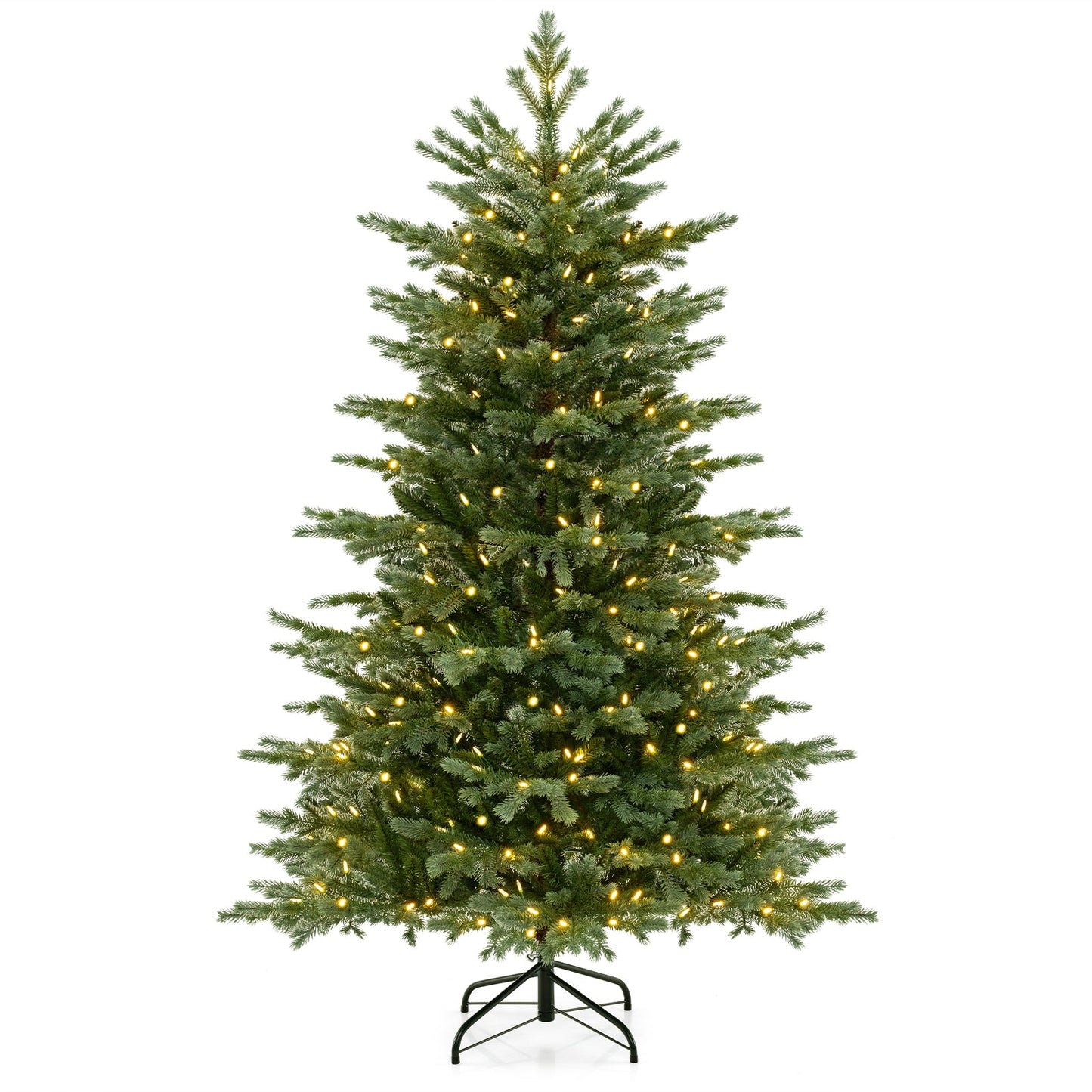 DirectDeals 5/6/7 ft Christmas tree with lush PVC branches and warm white LEDs on stand on Tampa Home & Garden Store