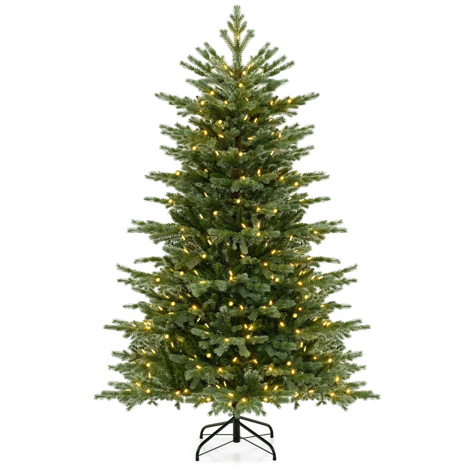 DirectDeals 5/6/7 ft Christmas tree with lush PVC branches and warm white LEDs on stand on Tampa Home & Garden Store