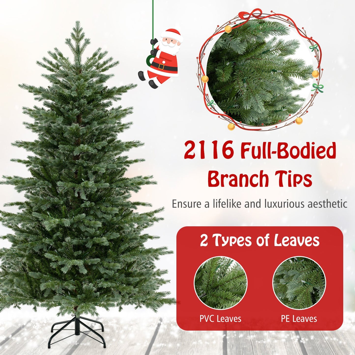 Artificial Christmas tree DirectDeals 5/6/7 ft with PVC and PE leaves and warm white LEDs on Tampa Home & Garden Store