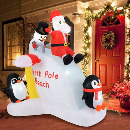 Inflable de Navidad de 6 pies con decoración de pingüinos inflables y Papá Noel