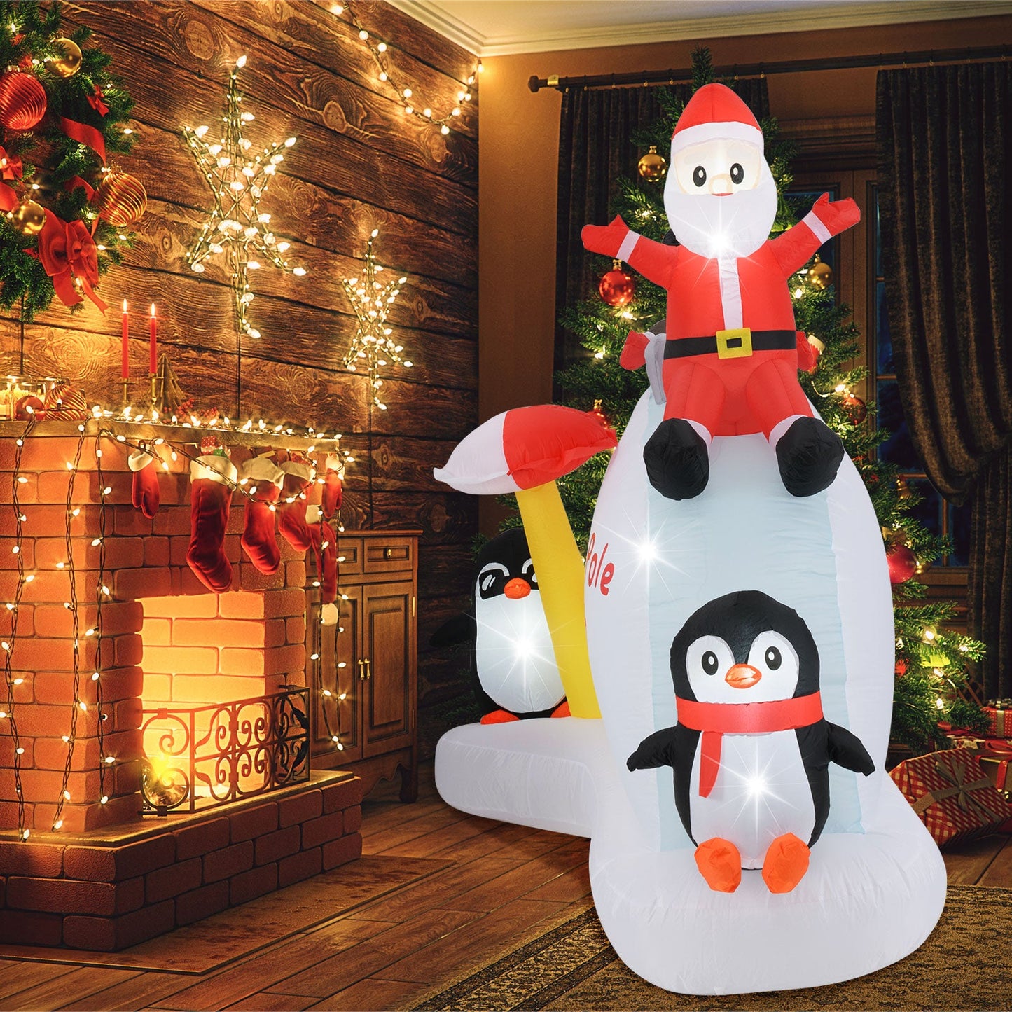 Inflable de Navidad de 6 pies con decoración de pingüinos inflables y Papá Noel