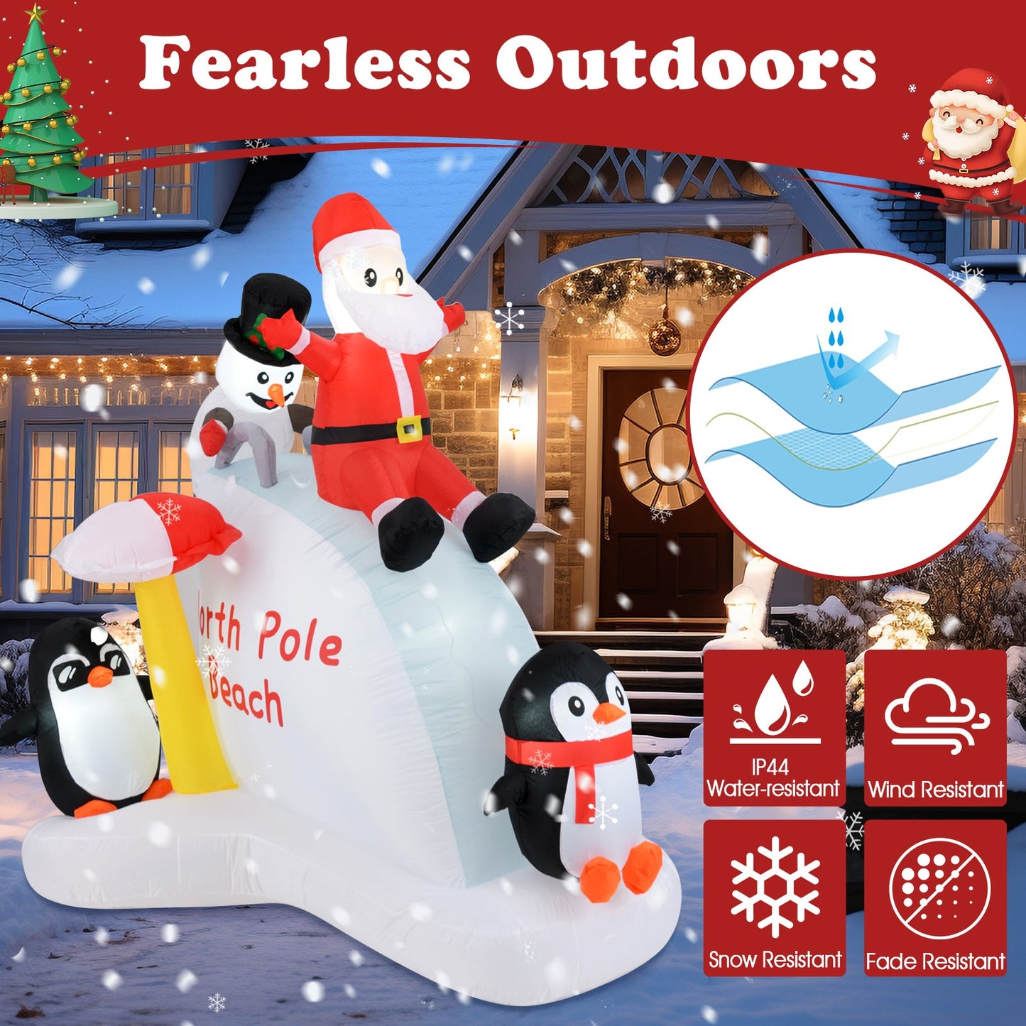 Inflable de Navidad de 6 pies con decoración de pingüinos inflables y Papá Noel