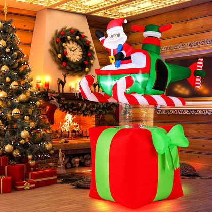 DirectDeals 6ft Christmas inflatable Santa flying airplane with 3 LED lights built-in blower on Tampa Home & Garden Store