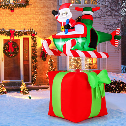 DirectDeals 6 ft inflatable Santa flying airplane with 3 LED lights built-in blower on Tampa Home & Garden Store