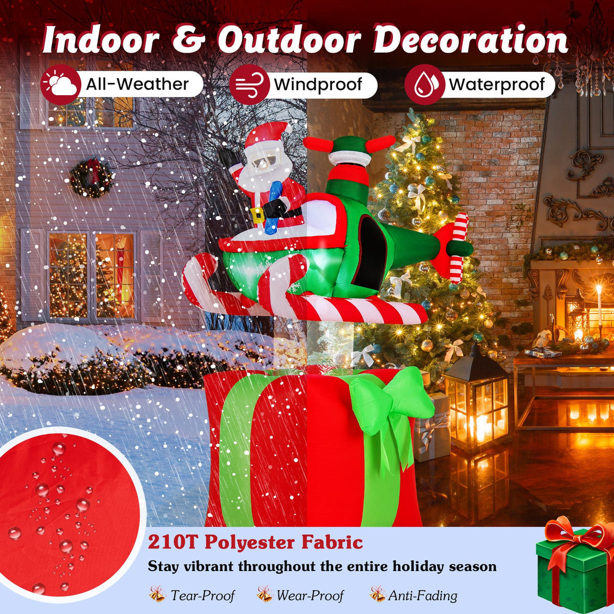 6ft Christmas inflatable Santa in airplane with 3 LED lights and built-in blower DirectDeals on Tampa Home & Garden Store