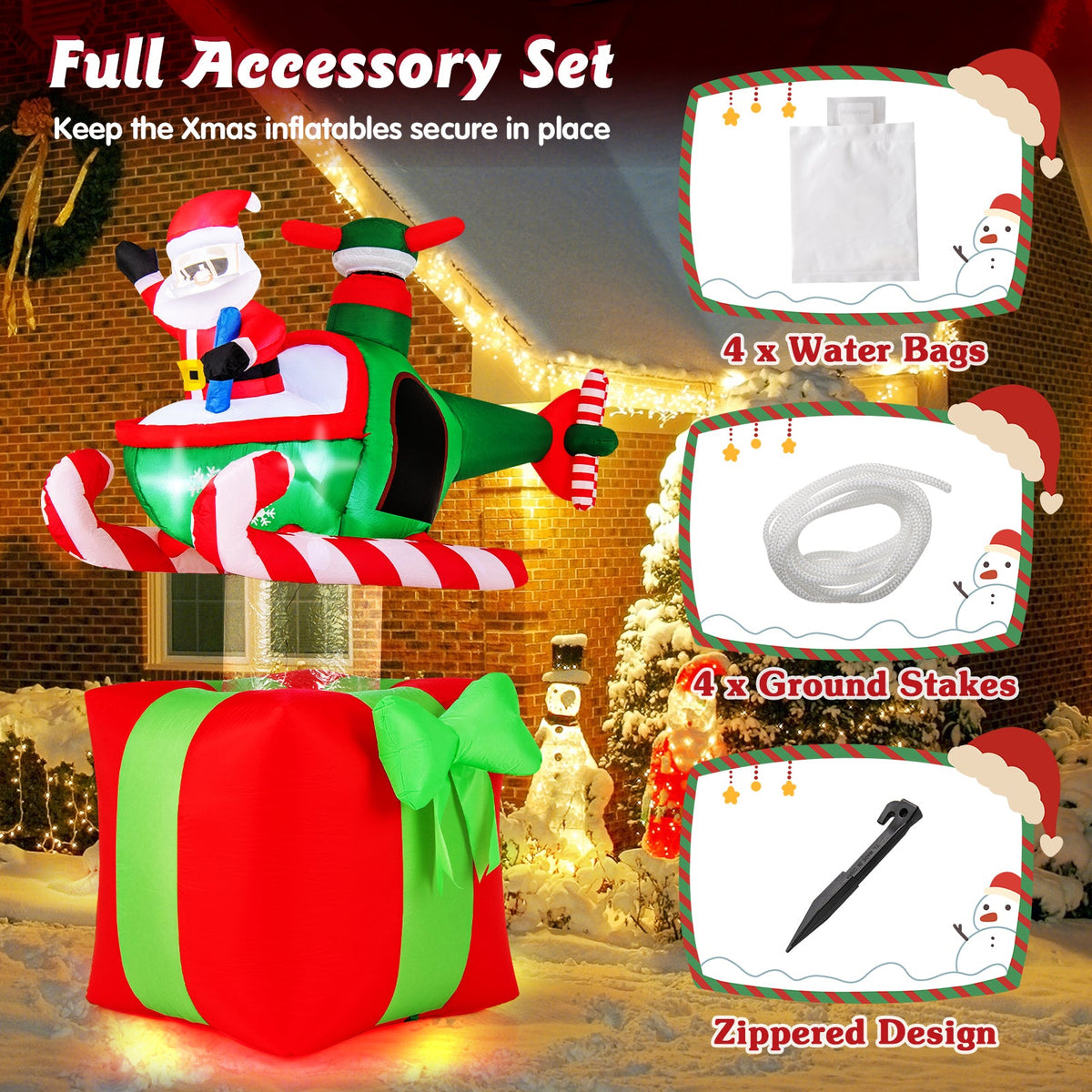 DirectDeals 6 ft Christmas inflatable Santa on a flying airplane with 3 LED lights built-in blower on Tampa Home & Garden Store