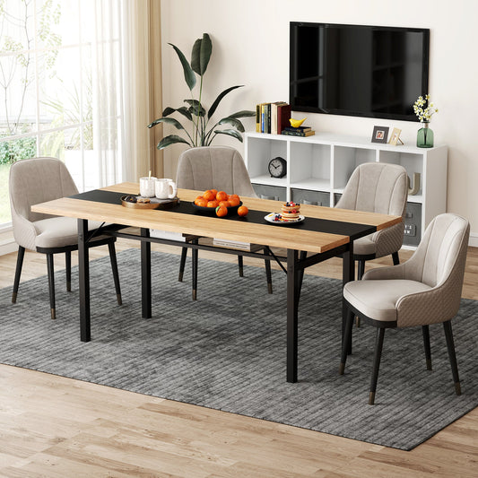 6 Feet Dining Table with Heavy-Duty Metal Frame for 6-8 People-Natural - Tampa Home & Garden Store