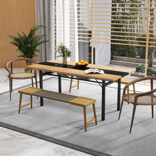 6 Feet Dining Table with Heavy-Duty Metal Frame for 6-8 People-Natural - Tampa Home & Garden Store