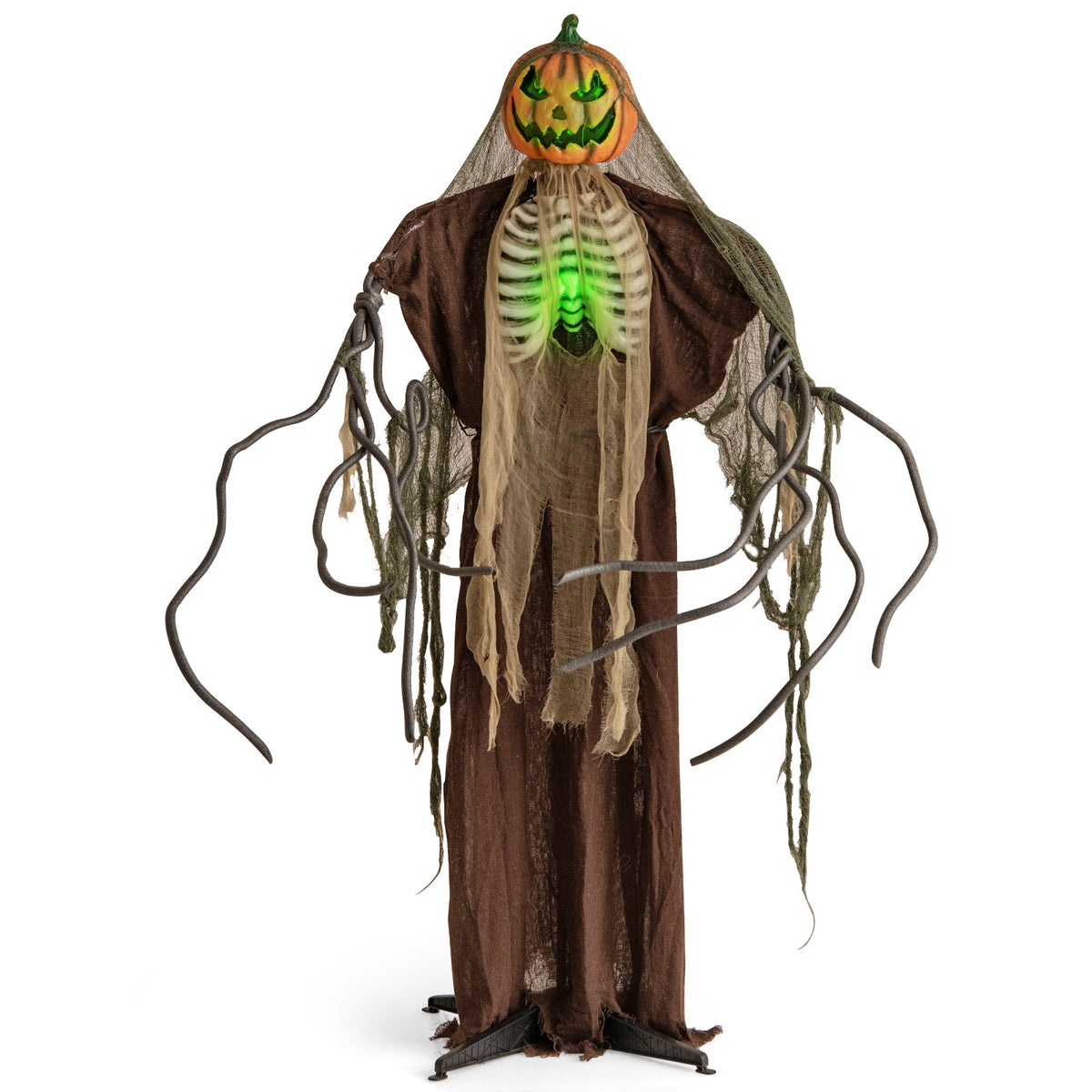 Talking ghost pumpkin animatronic, 6 ft, glowing green ribs, moving head, DirectDeals on Tampa Home & Garden Store