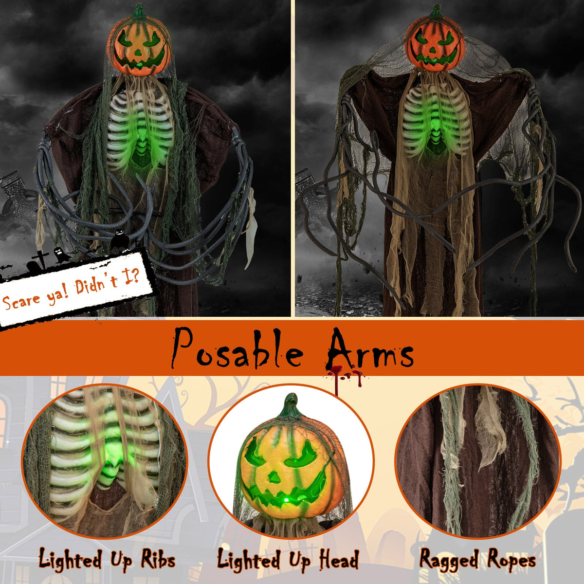 6 ft Halloween animatronic ghost pumpkin with glowing ribs and moving head DirectDeals on Tampa Home & Garden Store