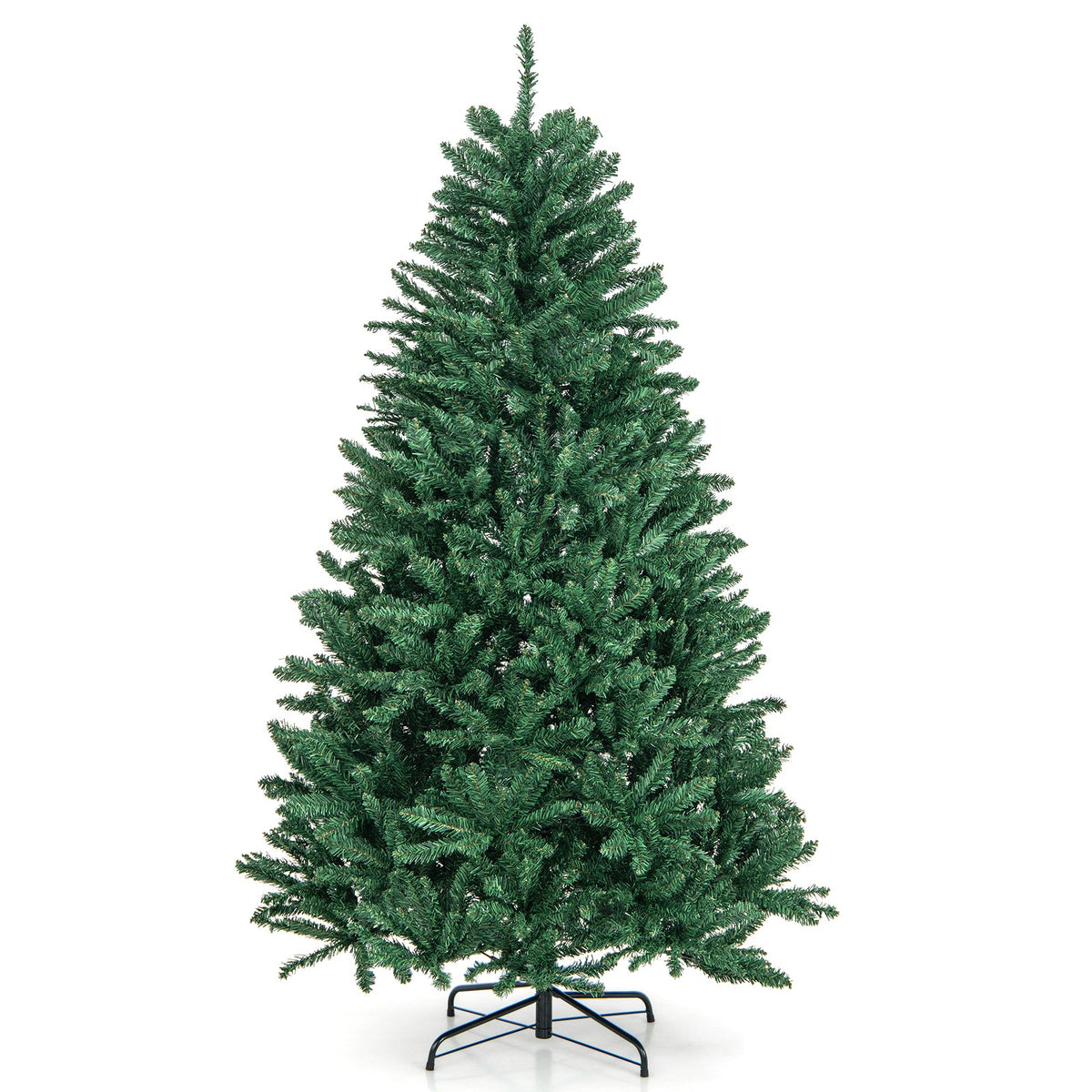 6 ft hinged artificial Christmas tree with solid metal stand DirectDeals dark green needles on Tampa Home & Garden Store