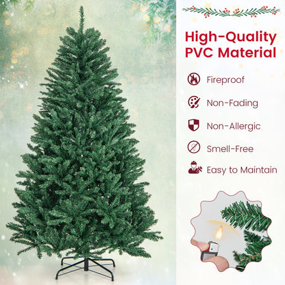 6 Feet Hinged Artificial Christmas Tree with Solid Metal Stand DirectDeals green PVC needles on Tampa Home & Garden Store