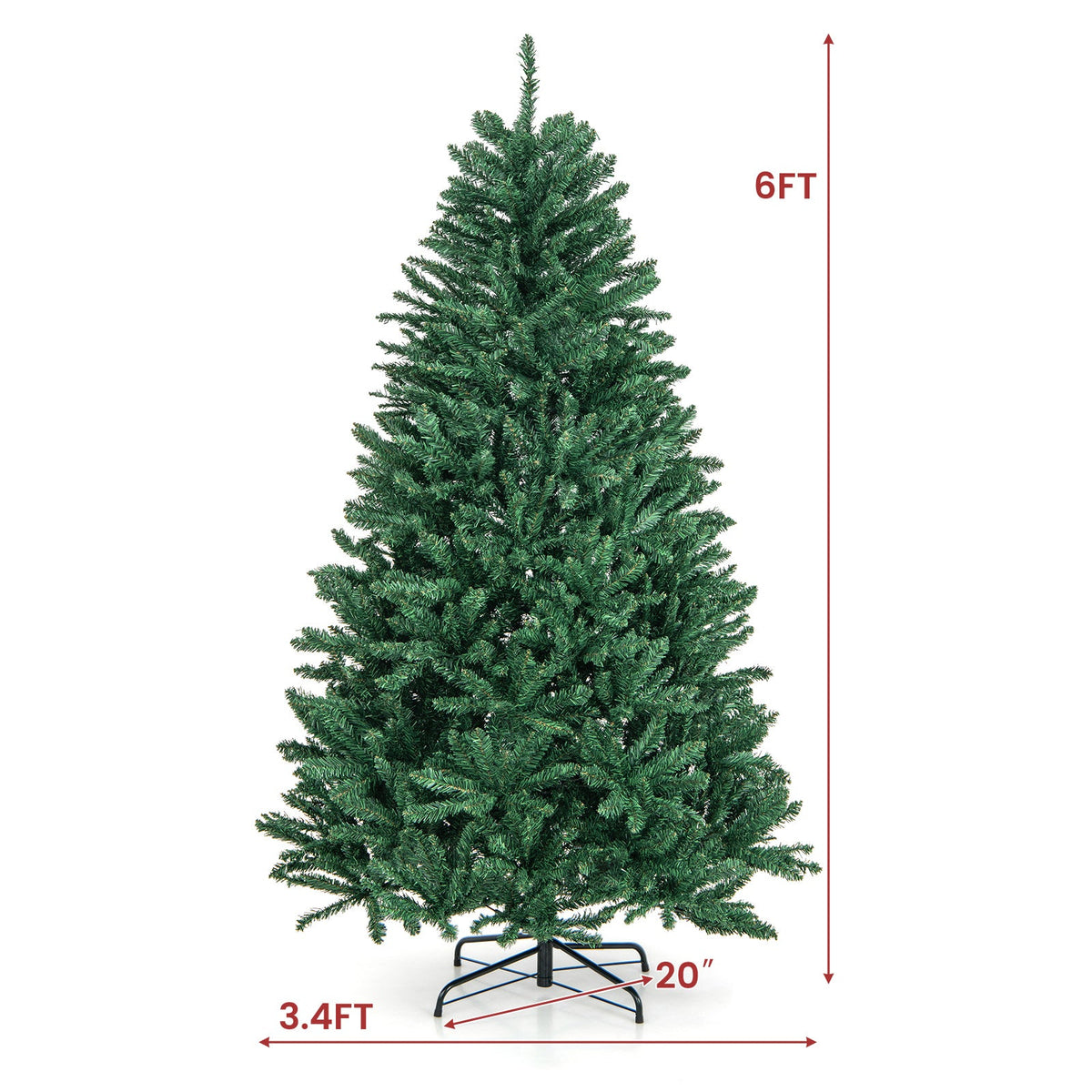 6 ft hinged artificial Christmas tree DirectDeals with solid metal stand, green on Tampa Home & Garden Store