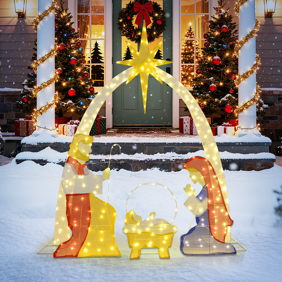 6 ft Lighted Nativity Scene Yard Decoration with 240 warm white LEDs by DirectDeals on Tampa Home & Garden Store