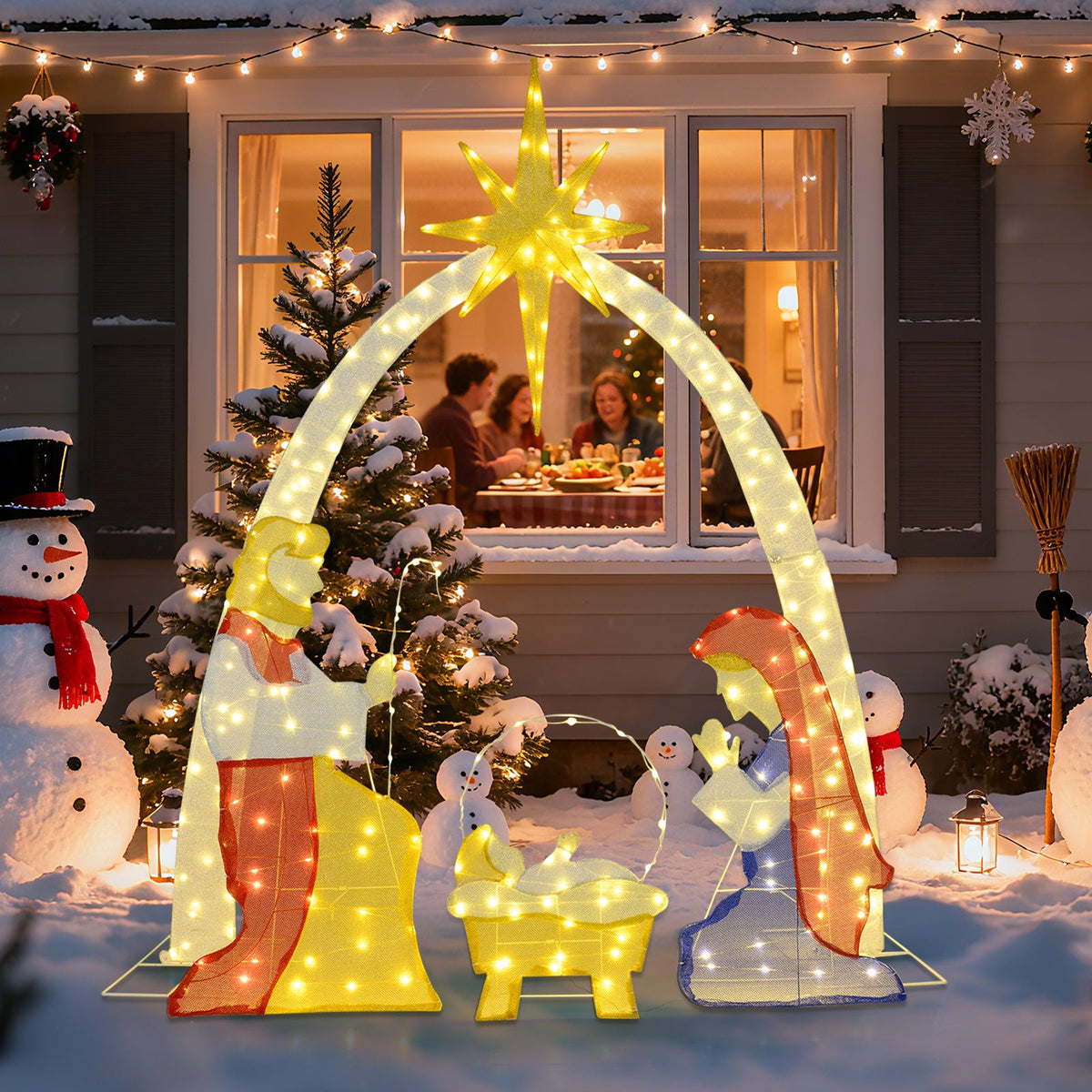 6 ft lighted nativity yard decoration with star arch and 240 warm white LEDs DirectDeals on Tampa Home & Garden Store