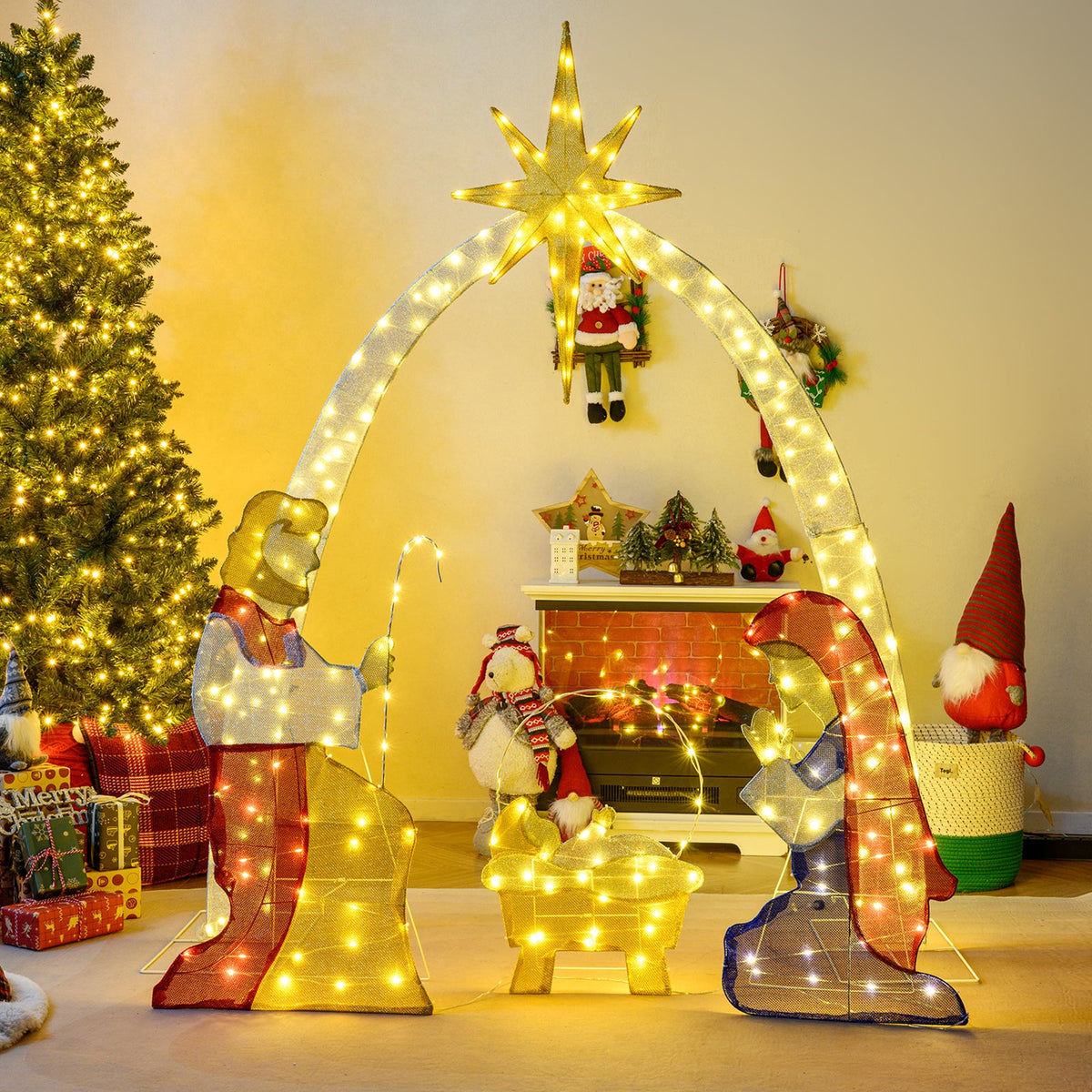 6 Feet Lighted Nativity Arch with 240 warm white LEDs and star topper DirectDeals on Tampa Home & Garden Store