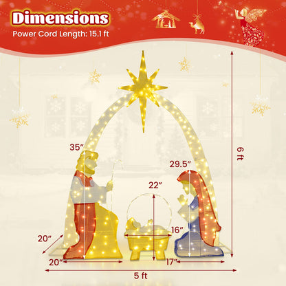 6 ft lighted nativity scene yard decoration with 240 warm white LEDs by DirectDeals on Tampa Home & Garden Store