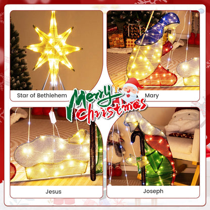 6 ft Lighted Nativity Scene by DirectDeals, 240 warm LEDs; Star Bethlehem, Mary, Jesus, Joseph on Tampa Home & Garden Store